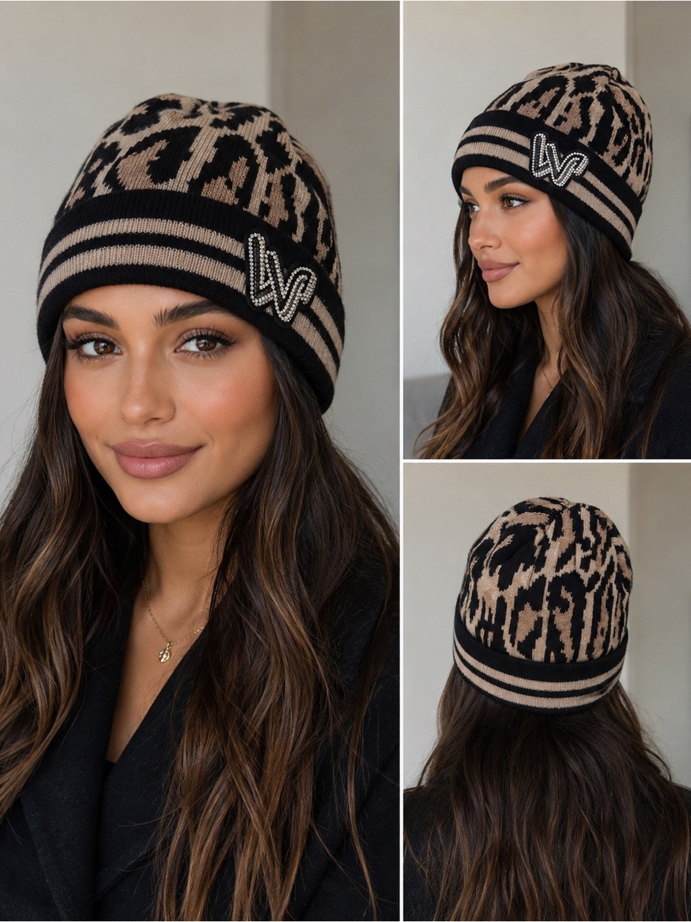Louis Vuitton LV Leopard Crystal Beanie Hat Wool & Cashmere Never Worn Orig Box